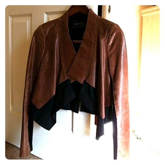 BCBGMaxAzria Jackets & Blazers - BCBGMAXAZRIA brown and black lamb leather jacket
